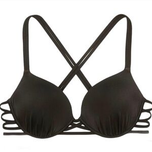 Shade & Shore Black Strappy Push Up Bikini Top